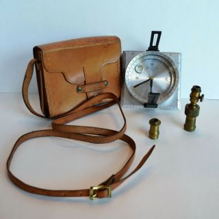 Vintage Surveying Staff Compass By A.  Lietz Co San Francisco W/ Leather Case