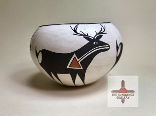 Deer Heart Line Pot By Lucy Lewis,  Acoma Pueblo
