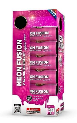 Neon Pink (6 Pack) Xl 5 " Canisters Shells Fireworks Label