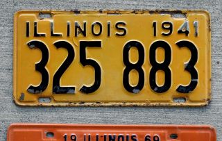 1941 Black On Orange Illinois License Plate