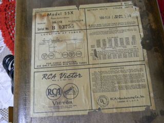1942 RCA Victor Model 55X Wooden Tube Radio - Nipper Horn Speaker Logo - STELLAR 8