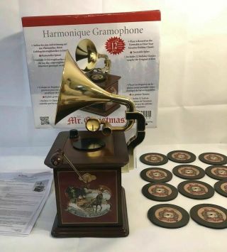 Mr.  Christmas Harmonique Gramophone Turntable 12 Song Record Player Music Box Mib