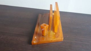 Art Deco Amber Color Bakelite Catalin Desk Set 602 g 5