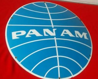 Pan Am Airlines Convex Porcelain 18 " Sign 1960 