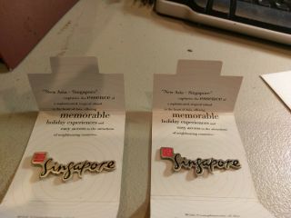 Two " Asia Singapore " Lapel Pins By Singapore Tourist Promotion Board
