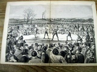 1860 Newspaper W Engraving 1st Heavyweight Boxing Championship Heenan Vs Sayers