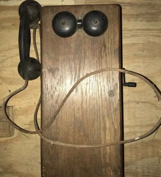 Antique Stromberg Carlson Oak Wall Phone,  Crank Type Telephone,  Dual Bell 8