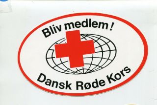 Vintage Sticker Label Danish Red Cross Dansk Rode Kors Bliv Medlem