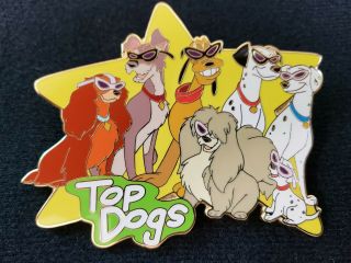 Authentic Disney Pin Le 100 Top Dogs Jumbo Lady & The Tramp 101 Dalmatians Pluto