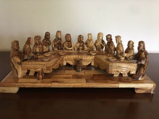 Olive Wood The Last Supper Of Jesus And Diciples Hand Carved In Israel