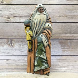 Anthony Costanza Silvestri Wood Carved Santa With Toy Figurine African Black