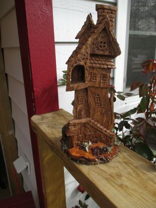Mystical Hand Carved Cottonwood Gnome Wood Spirit Fairy House Ooak