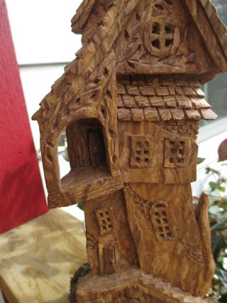Mystical hand carved cottonwood gnome wood spirit fairy house OOAK 5