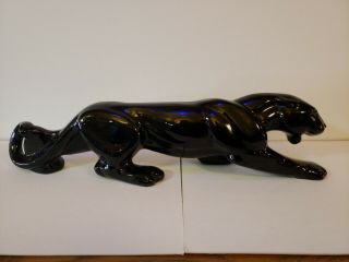 Vintage Mid Century Black Panther Ceramic Prowling Figure 18 "
