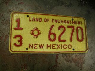 1965 Mexico License Plate 13 Zia 6270