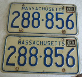 1967 - 73 Pair Massachusetts License Plate Tag 288 856