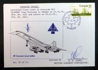 Canada 1976 Concorde Certified Flown Cover Toulouse/gander Bm648