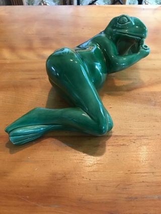 Vintage Frog Smoking A Tobacco Pipe Great Display Pipe Rest? Frog Only 5