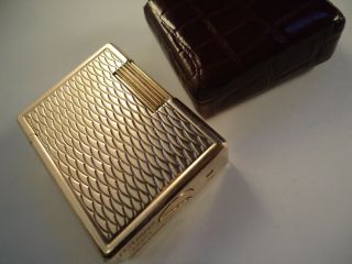 S.  T.  Dupont Line 1 Lighter - Rose Gold Plated - Fitted Leather Case - Serviced 3