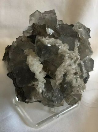 Pale Blue Fluorite & Calcite On Sphalerite Minerva Mine,  Hardin Co.  Illinois