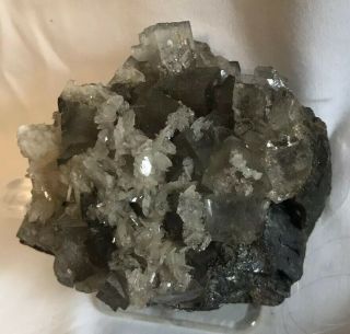 Pale Blue Fluorite & Calcite on Sphalerite Minerva Mine,  Hardin Co.  Illinois 4