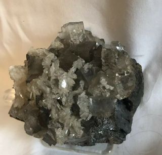 Pale Blue Fluorite & Calcite on Sphalerite Minerva Mine,  Hardin Co.  Illinois 5