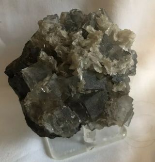 Pale Blue Fluorite & Calcite on Sphalerite Minerva Mine,  Hardin Co.  Illinois 6