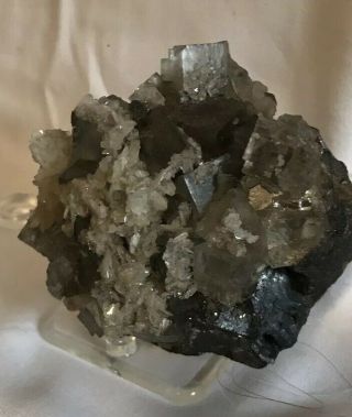 Pale Blue Fluorite & Calcite on Sphalerite Minerva Mine,  Hardin Co.  Illinois 7