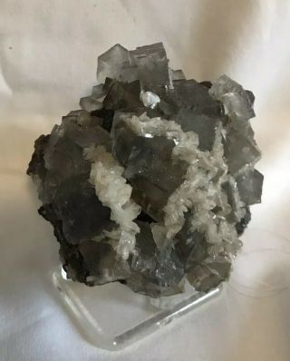 Pale Blue Fluorite & Calcite on Sphalerite Minerva Mine,  Hardin Co.  Illinois 8