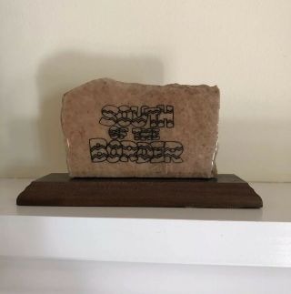 Vintage South Of The Border Stone Granite Souvenir On Wood Display