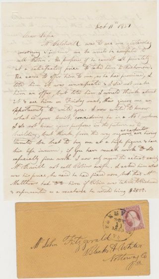 Slavery - 1859 Farmville Va Letter - Content Buying The Slave " Robin "