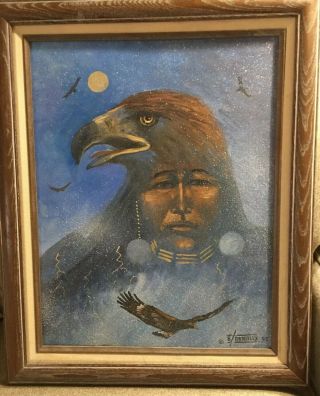Anderson Benally Eagle Spirit Signed 1995 Acrylic Painting Painting