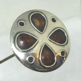 Antique Hat Pin Lovely Sterling Lady.  Carved Shell Shamrock - Tears.  Collectible