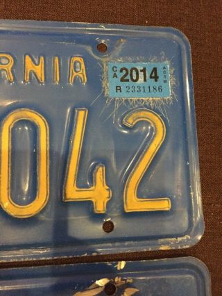 Vintage 1970s - 80s CALIFORNIA Blue License Plate Set Matched Pair 4