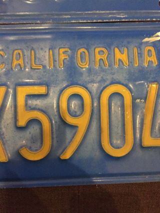 Vintage 1970s - 80s CALIFORNIA Blue License Plate Set Matched Pair 6