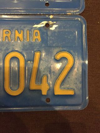 Vintage 1970s - 80s CALIFORNIA Blue License Plate Set Matched Pair 7