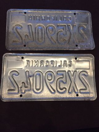 Vintage 1970s - 80s CALIFORNIA Blue License Plate Set Matched Pair 8