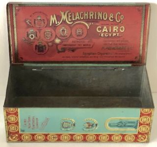 Antique Advertising Egyptian Cigarettes Tin Litho M.  Melachrino Egypt Cigarette