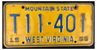 West Virginia 1966 Trailer License Plate T11 - 401