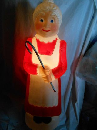 Christmas Blow Mold Mrs.  Claus with Candy Cane Lighted Union Products 4
