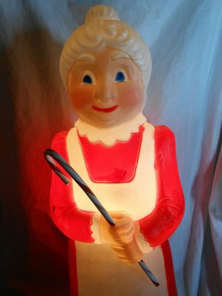 Christmas Blow Mold Mrs.  Claus with Candy Cane Lighted Union Products 6