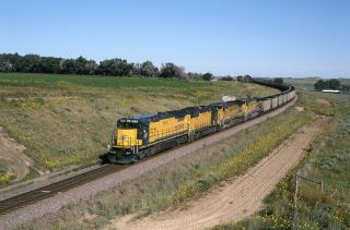 Orig Slide Cnw North Western C40 - 8 8549,  3 W/coal Train - Joyce Ne - 1993