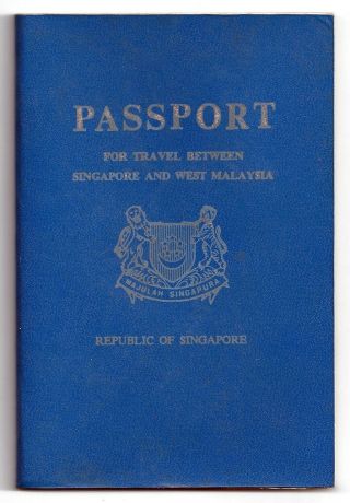 Singapore Passport - Restricted - Travel To West Malaysia - Blue Cover - 1985