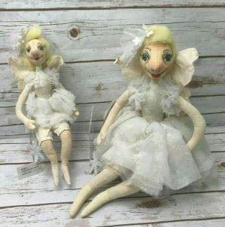 Gallerie Ii Joe Spencer Snowflake Angel Art Doll Figure Set Ava & Aimee Holiday