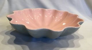 Lg Vintage Royal Haeger Ceramic Mid Century Pink Blue Scalloped Bowl