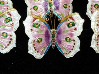 Set Of 12 Hand Enameled Metal Napkin Rings Butterfly Pink $300 Cost