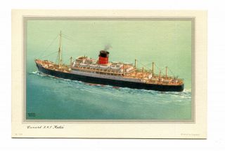 Vintage Cruise Line Abstract Of Log Ship Rms Media Cunard White Star 1954