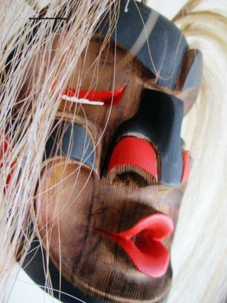 Northwest Coast First Nations Native Wooden Art Carving Wild Woman Mask,  Cedar