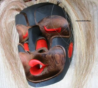 Northwest Coast First Nations native wooden Art carving Wild Woman Mask,  cedar 3