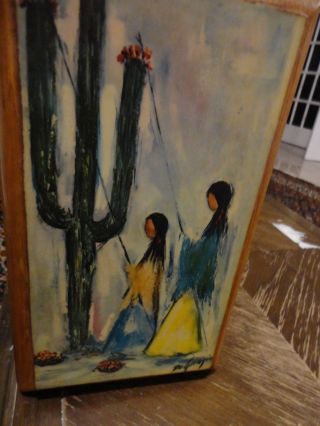 Ted De Grazia " Saguaro Harvest " Painting Wood Decal 10 X 5 Inches